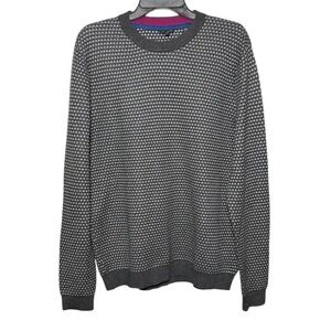 Ted Baker London Men's Wool Blend Crewneck Sweater Size 5 (L) Gray‎ Geometric